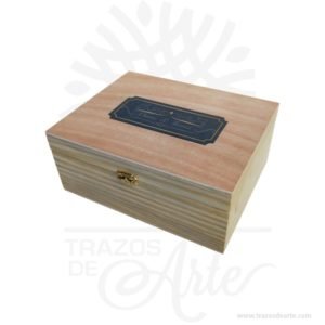 Caja estuche en madera con cierre de 23 x 18 x 11 cm con divisiones