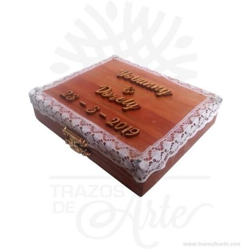Caja joyero anillos de boda en madera