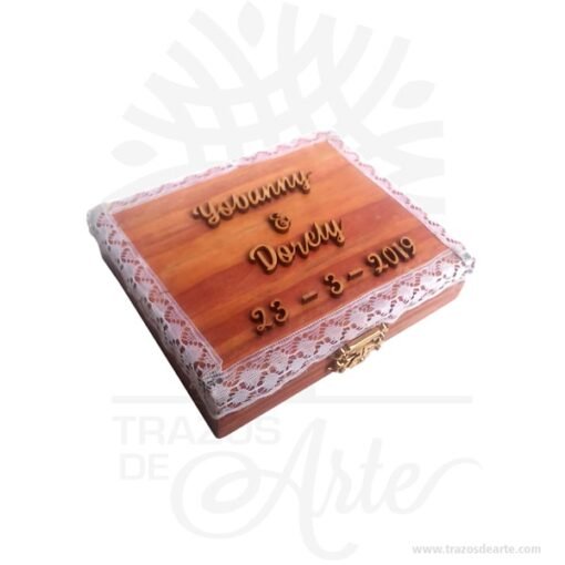 Caja joyero anillos de boda en madera