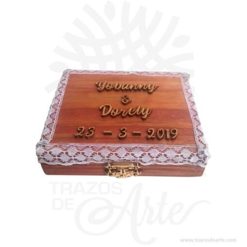 Caja joyero anillos de boda en madera