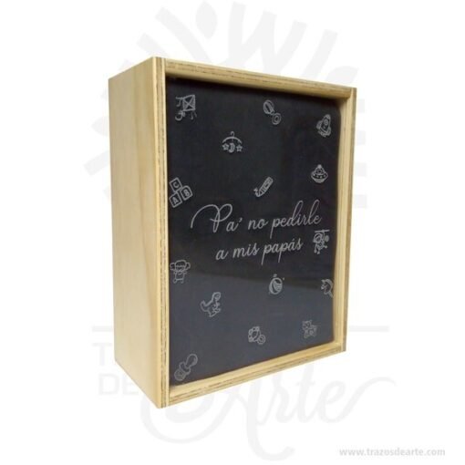 Alcancía en madera personalizada de 25 x 20 x 10 cm