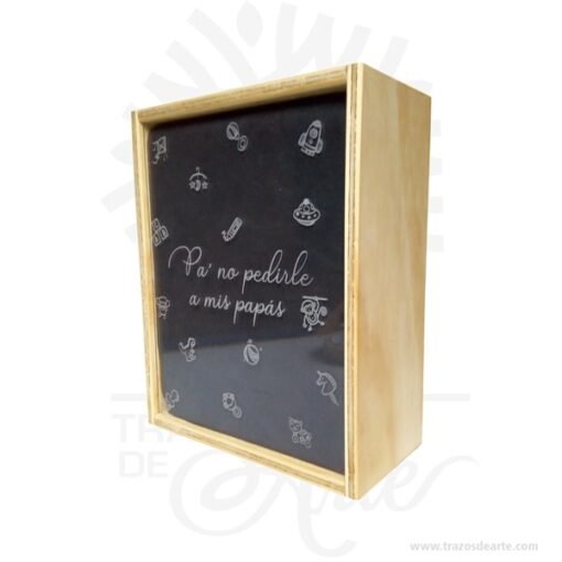 Alcancía en madera personalizada de 25 x 20 x 10 cm