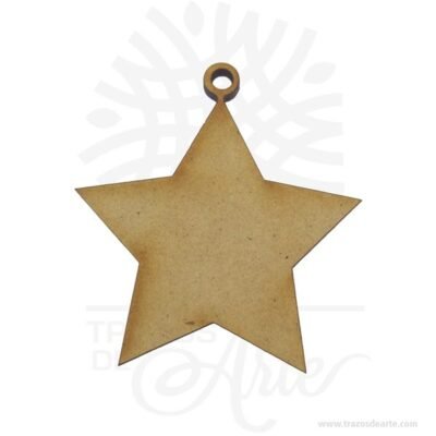 Aplique colgante Estrella de 7 x 7 cm en MDF Pack x 12