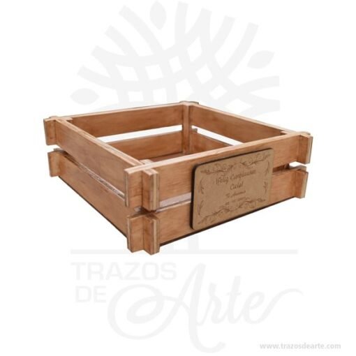 Canasta en triplex de pino de 20 x 20 x 7 cm