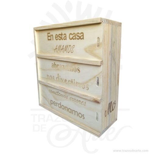 Caja de madera para 3 botellas de vino