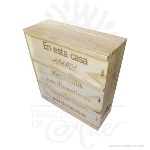 Caja de madera para 3 botellas de vino