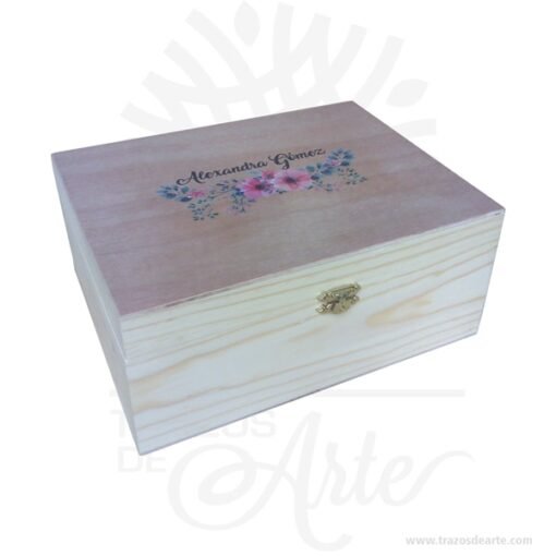 Caja estuche en madera con cierre de 23 x 18 x 11 cm