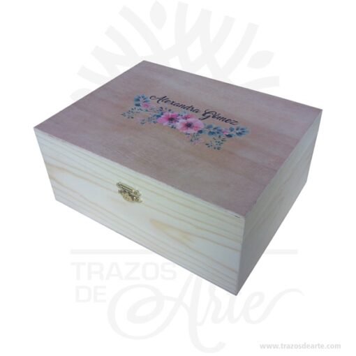 Caja estuche en madera con cierre de 23 x 18 x 11 cm