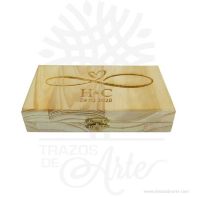 Caja estuche en madera para anillos de compromiso