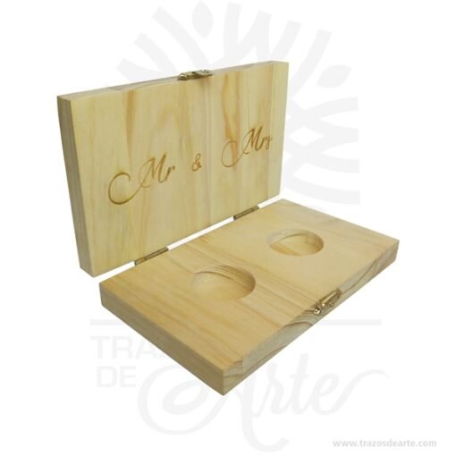 Caja estuche en madera para anillos de compromiso