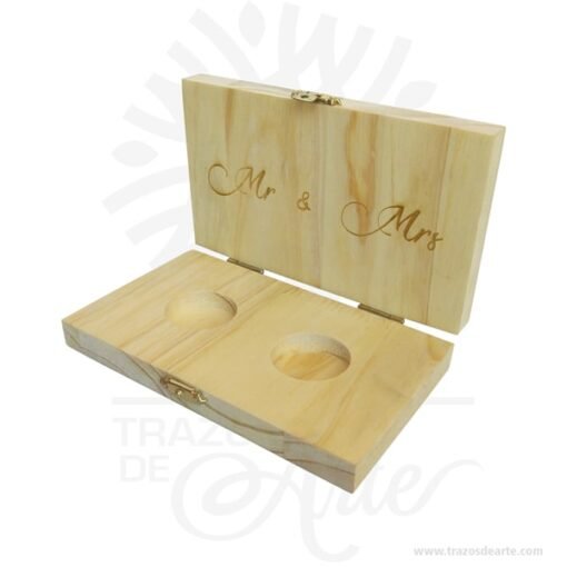 Caja estuche en madera para anillos de compromiso