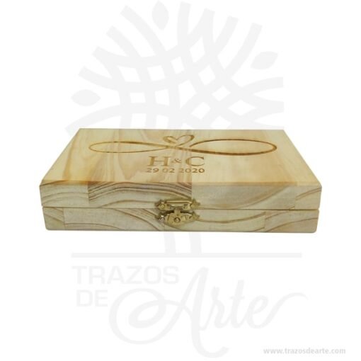 Caja estuche en madera para anillos de compromiso