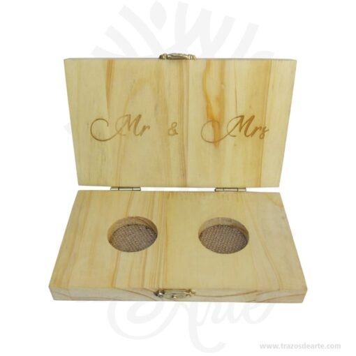 Caja estuche en madera para anillos de compromiso