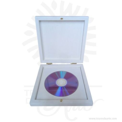 Caja estuche para CD/DVD en madera para personalizar de 18 x 18 x 3 cm