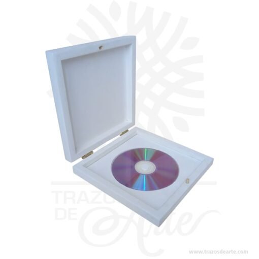 Caja estuche para CD/DVD en madera para personalizar de 18 x 18 x 3 cm