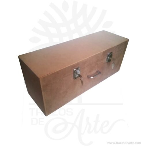 Caja maletín de madera MDF crudo 50 x 15 x 20 cm