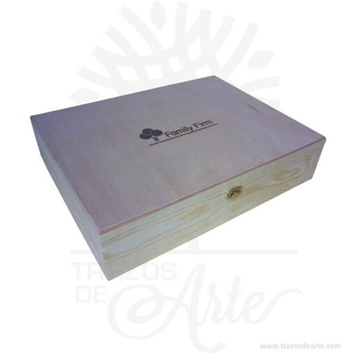 Caja estuche en madera con cierre de 35 x 27 x 8 cm  personalizada