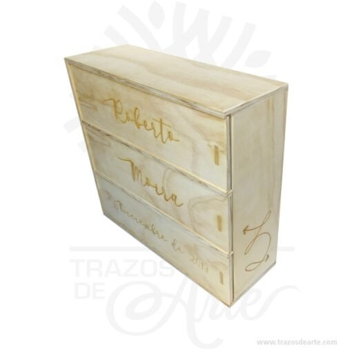 Caja para 3 botellas de vino para personalizar de 36 x 34,5 x 12 cm