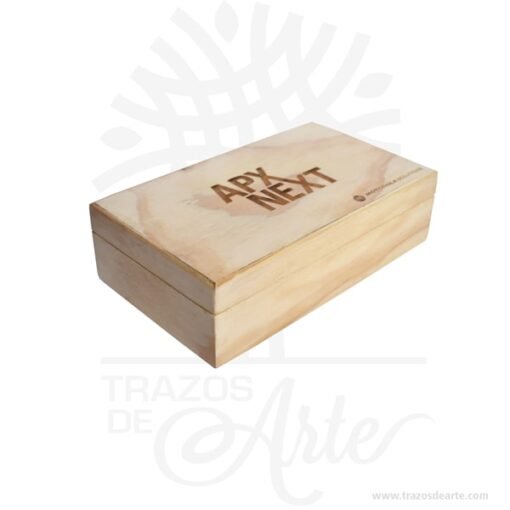 Caja en madera triplex de pino de 20,5 x 12 x 6 cm