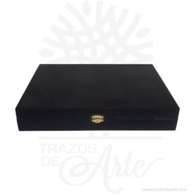 Caja estuche en madera de 32 x 22 x 5,5 cm pintada de negro