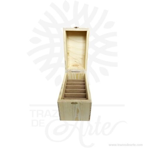 Caja de madera para almacenamiento de teléfonos móviles en sala de reuniones