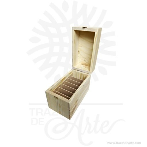Caja de madera para almacenamiento de teléfonos móviles en sala de reuniones