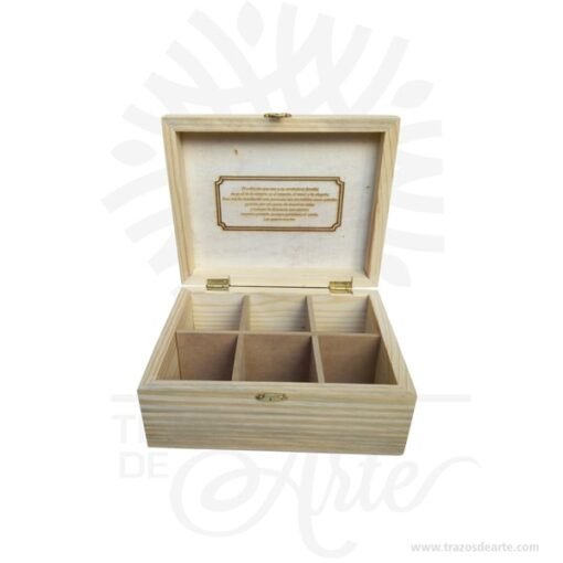 Caja estuche en madera con cierre de 23 x 18 x 11 cm con divisiones