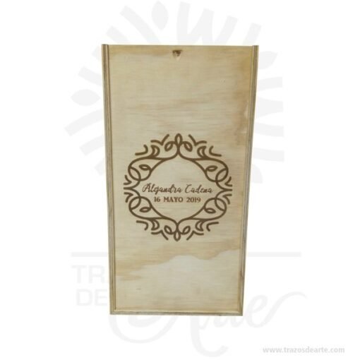 Caja en madera para vino y regalo de 32 X 17 X 11 cm en crudo