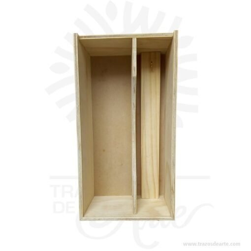 Caja en madera para vino y regalo de 32 X 17 X 11 cm en crudo