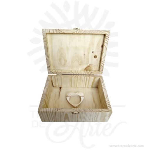 Caja con cofre en madera de pino de 24 x 18 x 10 cm