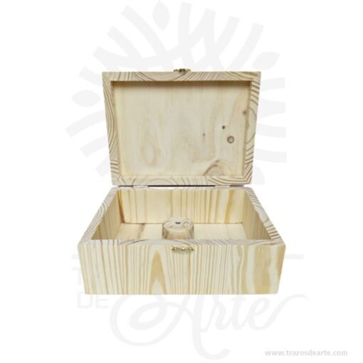 Caja con cofre en madera de pino de 24 x 18 x 10 cm