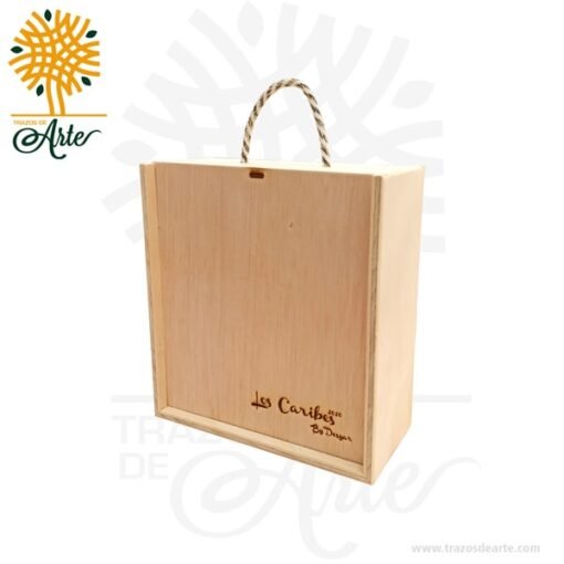 Caja de Madera para Botella y Copas Aguardiente