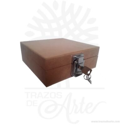 Caja de madera MDF crudo con cierre 15,5 x 15,5 x 5 cm