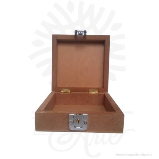 Caja de madera MDF crudo con cierre 15,5 x 15,5 x 5 cm