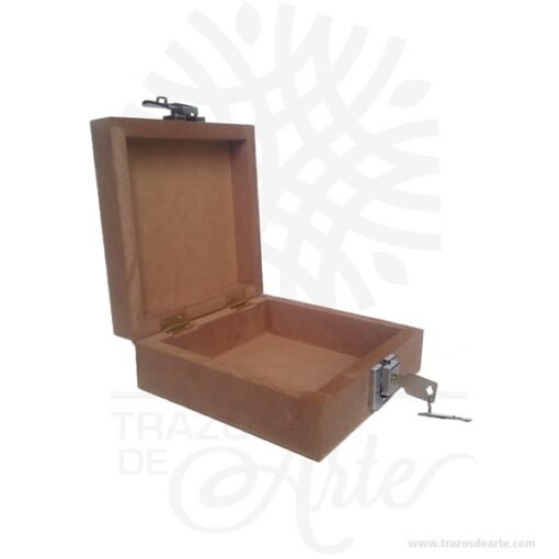 Caja de madera MDF crudo con cierre 15,5 x 15,5 x 5 cm