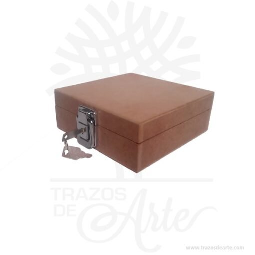 Caja de madera MDF crudo con cierre 15,5 x 15,5 x 5 cm