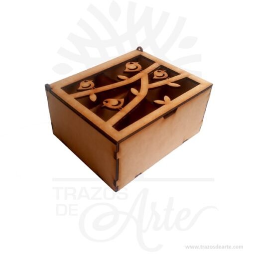 Caja de té pajaros
