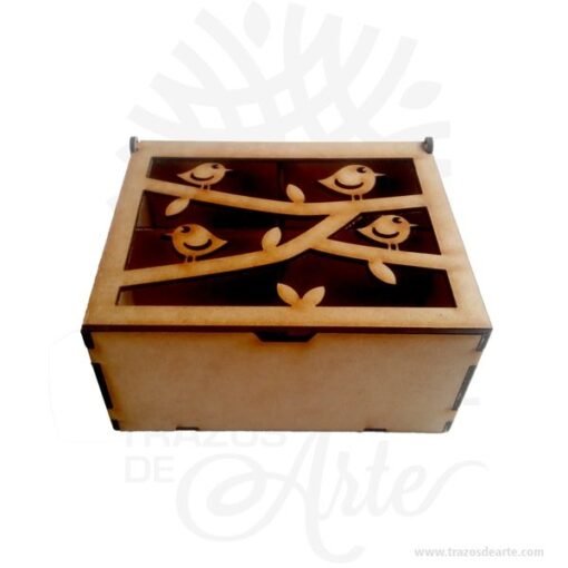 Caja de té pajaros