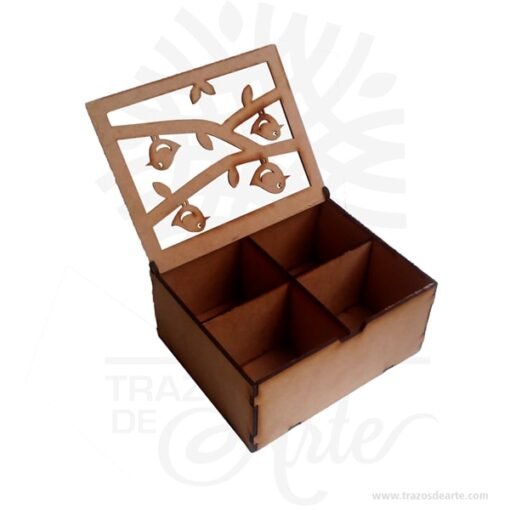 Caja de té pajaros