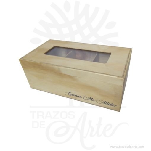 Caja para té en madera personalizada