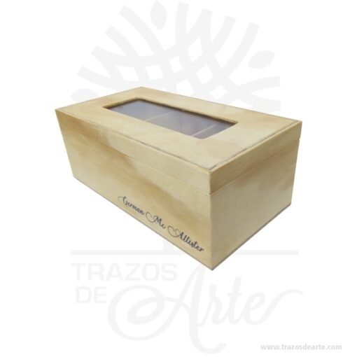Caja para té en madera personalizada