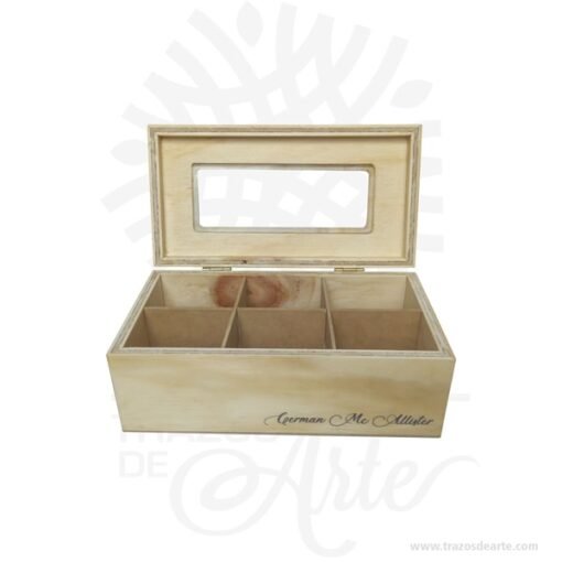 Caja para té en madera personalizada