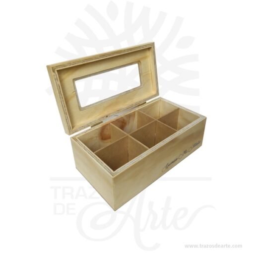 Caja para té en madera personalizada