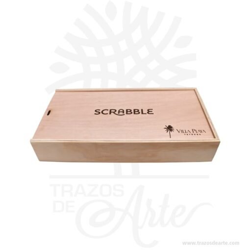 Caja en madera de pino de 40 x 20 x 6 cm