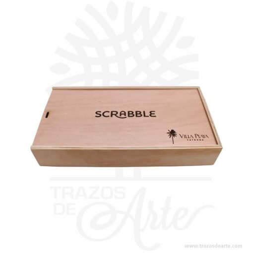 Caja en madera de pino de 40 x 20 x 6 cm