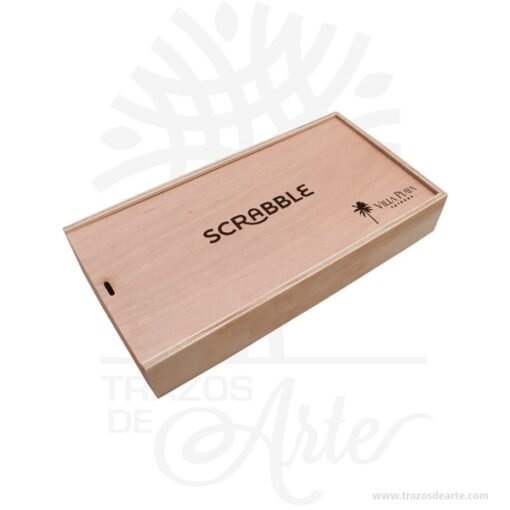 Caja en madera de pino de 40 x 20 x 6 cm