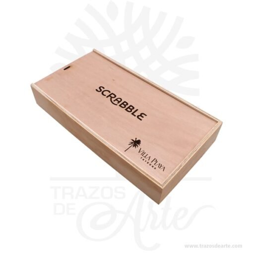 Caja en madera de pino de 40 x 20 x 6 cm
