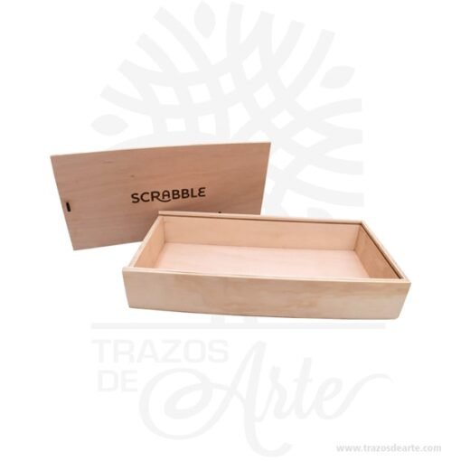 Caja en madera de pino de 40 x 20 x 6 cm