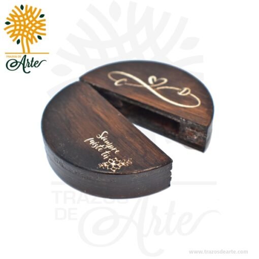Caja estuche en madera para anillos de compromiso