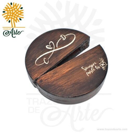 Caja estuche en madera para anillos de compromiso